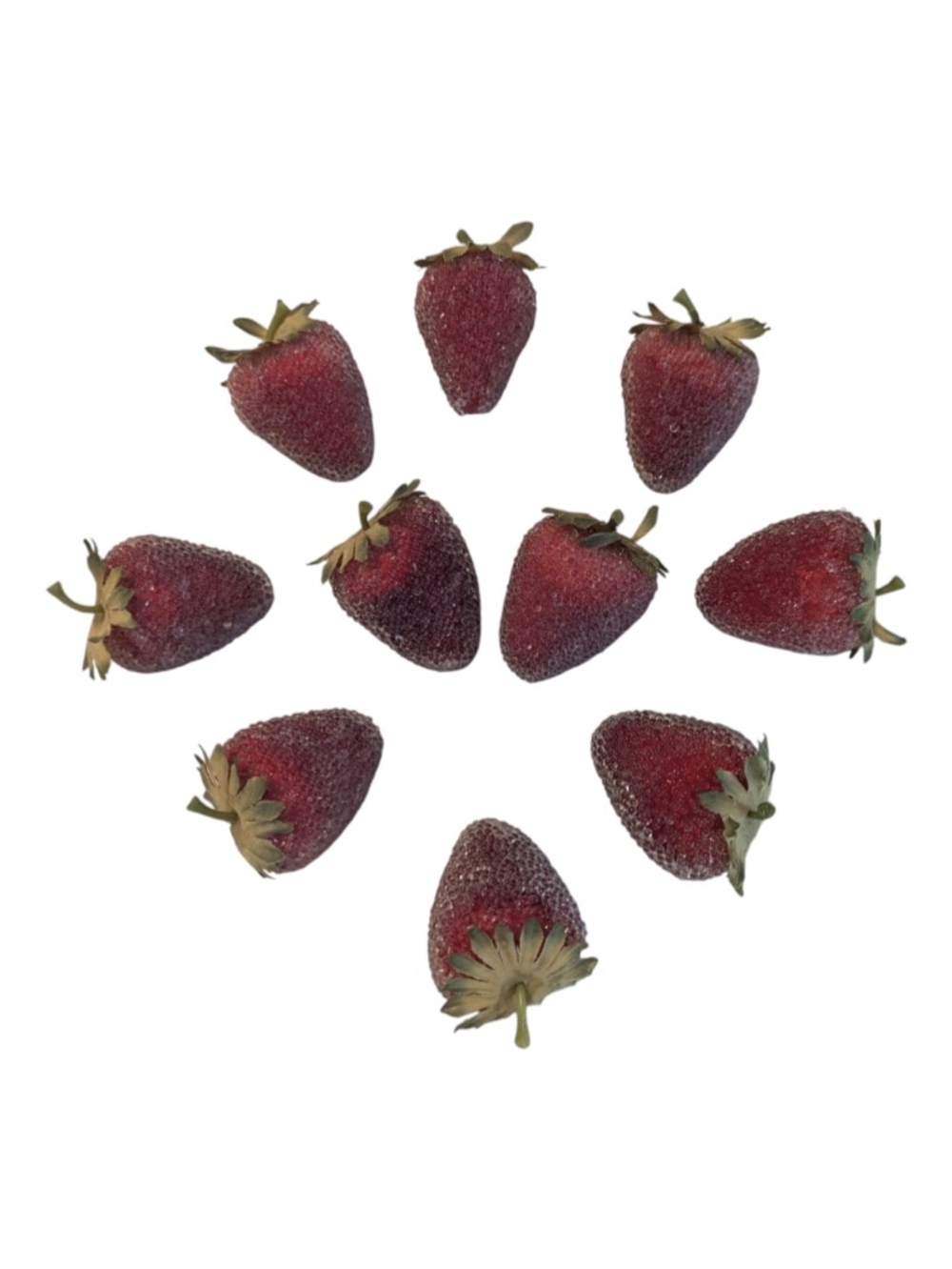 🍓VTG🍓90s Pier 1 Ten Realistic Faux Sugared Beaded Strawberries W Calyx Top